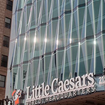 Pizza Slice Glass Little Caesar HQ Detroit Cristacurva