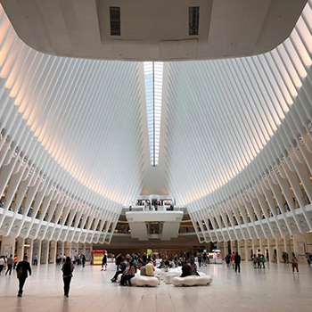 WTC Transportation Hub curved guardrails extraclear glass