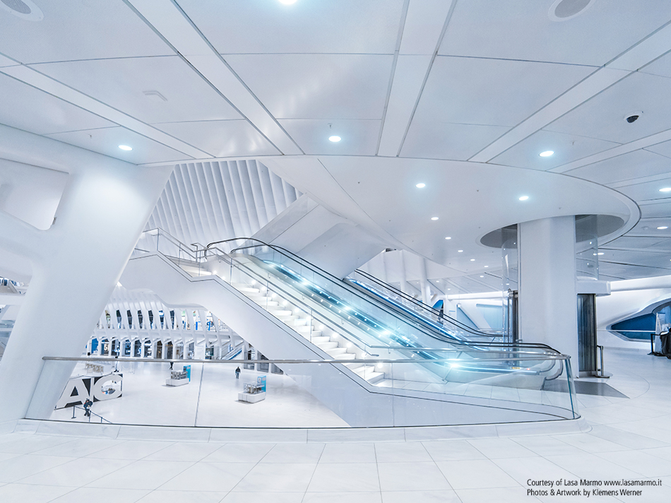 WTC Transportation Hub NYC curved guardrails extraclear glass Cristacurva